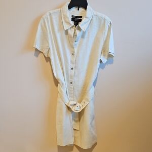 Yellow Button-Up Shirt Dress